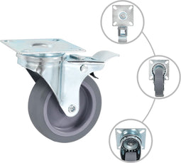 vidaXL - Zwenkwielen - met - dubbele - remmen - 4 - st - 75 - mm