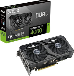 Videokaart - ASUS - Dual NVIDIA GeForce RTX 4060 Ti EVO OC Edition - 16GB - GDDR6 - PCIe 4.0 - 1x HDMI 2.1a - 3x DisplayPort 1.4