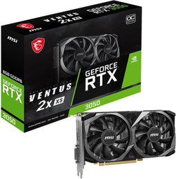 Videokaart - MSI - Nvidia GeForce RTX 3050 Ventus 2X XS 8G OC - 8GB - GDDR6 - PCIe 4.0 - 1x HDMI 2.1 - 1x DisplayPort 1.4 - 1x DVI-D