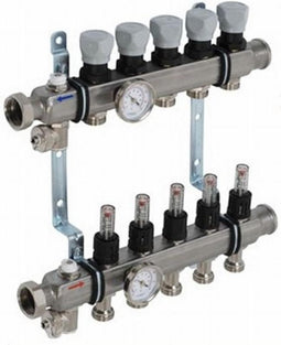 Viega Fonterra - Groepsverdeler RVS - DN25 1" x 3/4 5-groeps met debietmeter