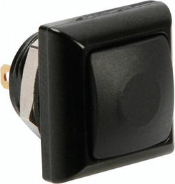 VIERKANTE METALEN DRUKSCHAKELAAR MET ZWART KAPJE - 1P SPST OFF-(ON) (R1397)