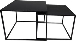 Vierkante Salontafel - 55x55x42/50x50x37 cm - Zwart - Metaal - Set van 2