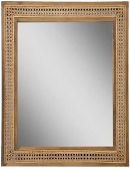 Vierkante spiegel - 120x80x7 - Naturel - Teak/rotan