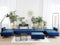 ABERDEEN - Bank U-vormig met ottomaan - Blauw - 6 persoons - Fluweel