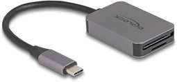 Delock 91009 - USB Type-C Card Reader - 2 sleuven - Aluminium Grijs
