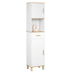 Eugad Badkamerkast met 5 Vakken en 1 Lade Wit 40 x 180 x 30 cm