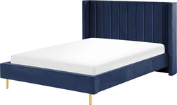 VILETTE - Tweepersoonsbed - Blauw - 140 x 200 cm - Fluweel