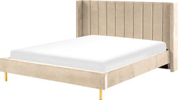 VILLETTE - Tweepersoonsbed - Beige - 180 x 200 cm - Fluweel