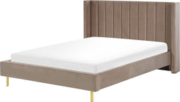VILLETTE - Tweepersoonsbed - Taupe - 160 x 200 cm - Fluweel