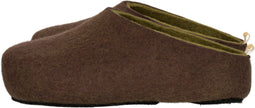 Vilten herenslof Sloping back brown Colour:Bruin/ Mosgroen Size:42