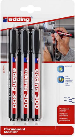 Viltstift edding 300 rond 1.5-3mm blist3 zwart | 10 stuks
