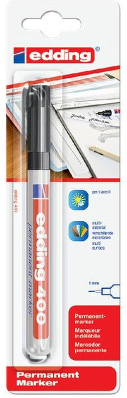 Viltstift edding 400 rond zwart 1mm blister | 10 stuks