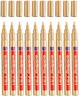 Viltstift edding 751 lak rond 1-2mm goud | Omdoos a 10 stuk | 10 stuks