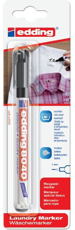 Viltstift edding 8040 wasgoed rond zwart 1mm blister | 5 stuks
