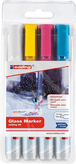 Viltstift edding 95 glasbord assorti incl wit | 10 stuks