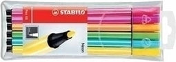 Viltstift stabilo 68 etui 6st fluor ass - 10 stuks