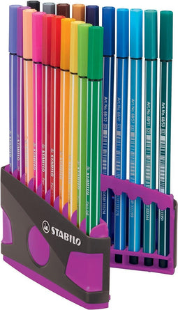 Viltstift stabilo 68 etui antractiet/roze 20st ass - 10 stuks
