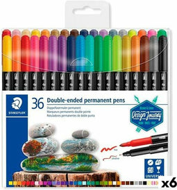 Viltstift staedtler perm dubbele punt ass 36st - 6 stuks