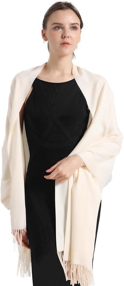 vimate Cashmere Pashmina sjaal - cream