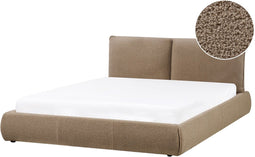 VINAY - Tweepersoonsbed - Taupe - 160 x 200 cm - Bouclé