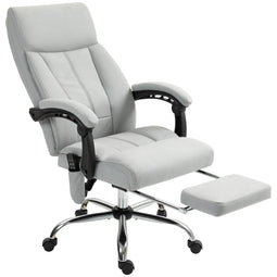 Vinsetto Bureaustoel met Massage- en Verwarmingsfunctie, Voetsteun, Tot 120 kg, Grijs