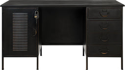Vintage Bureau 2.0 Met Slot - Zwart - Industrieel Bureau - Metaal - Rootsmann