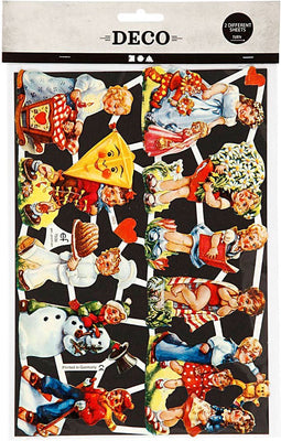 Vintage plaatjes - Poëzieplaatjes - Klassieke motieven - Kinderen - 2 vellen