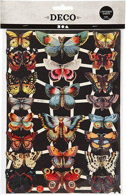 Vintage Plaatjes Vlinders, 2 Vellen