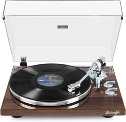 Vinyl draaitafel Bluetooth - Riemaandrijving - Ingebouwde phono-voorversterker - 2 snelheden - 33 & 45 rpm