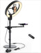 Viozon Overhead Live Stand met 12 inch LED-ringlamp - Verstelbare Hoogte en Hoek - Twee Telefoonhouders