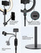 Viozon Overhead Live Stand met 12 inch LED-ringlamp - Verstelbare Hoogte en Hoek - Twee Telefoonhouders