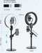 Viozon Overhead Live Stand met 12 inch LED-ringlamp - Verstelbare Hoogte en Hoek - Twee Telefoonhouders