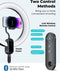 Viozon Overhead Live Stand met 12 inch LED-ringlamp - Verstelbare Hoogte en Hoek - Twee Telefoonhouders