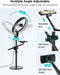 Viozon Overhead Live Stand met 12 inch LED-ringlamp - Verstelbare Hoogte en Hoek - Twee Telefoonhouders