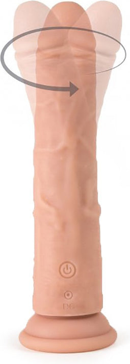 Virgite roterende vibrerende dildo van 19 cm met afstandsbediening - beige