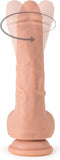 Virgite roterende vibrerende dildo van 19 cm met afstandsbediening - beige