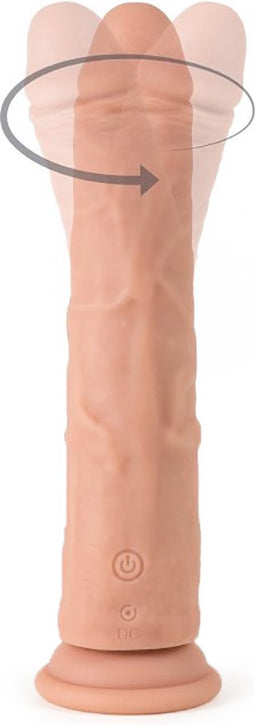 Virgite roterende vibrerende dildo van 21 cm met afstandsbediening - beige
