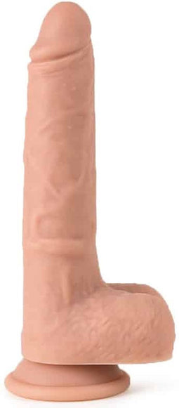 Virgite roterende vibrerende dildo van 21 cm met ballen en remote control - beige