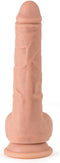 Virgite roterende vibrerende dildo van 21 cm met ballen en remote control - beige