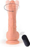 Virgite roterende vibrerende dildo van 21 cm met ballen en remote control - beige