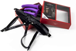 Virgite Strap-on Harnas met dildo set - paars - maat S/M/L