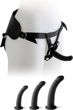 Virgite Strap-on Harnas met dildo set - zwart - maat S/M/L