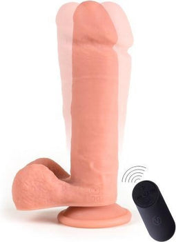 Virgite vibrerende dildo van 21 cm met ballen en remote control - beige