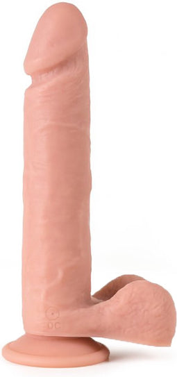 Virgite vibrerende dildo van 24.5 cm met ballen en remote control - beige