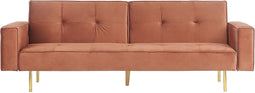 VISNES - Slaapbank 3-zits - Goudbruin - Fluweel
