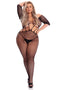 Visnet open kruis bodystocking plus size Pink Lipstick - - XL/3XL