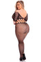 Visnet open kruis bodystocking plus size Pink Lipstick - - XL/3XL