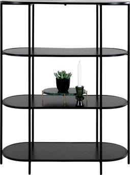 Vita Shelf - Ovale plank met zwart frame en 4 zwarte planken