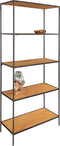 Vita Shelf - Schap met zwart frame en 5 eikenlook planken 80x36x170 cm