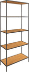 Vita Shelf - Schap met zwart frame en 5 eikenlook planken 80x36x170 cm